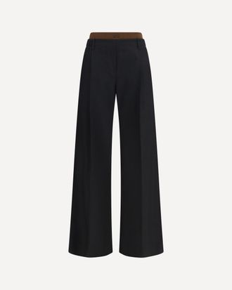 Loewe Wide-Leg Pants with Ribbed Waistband Female L