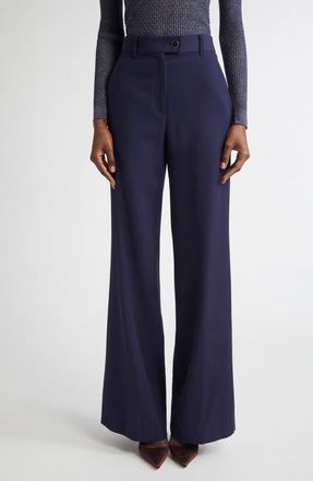 St. John Stretch Twill Straight Leg Pants in Navy at Nordstrom, Size 12