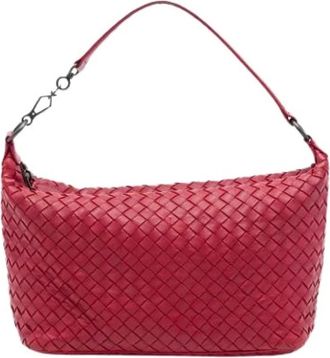 Bottega Veneta Pre-owned Woven Nappa Shoulder Bag - Dames - Vintage Schoudertas - Rood - ONE Size - Leer - Vintage