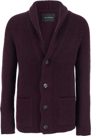 Tagliatore Cardigan a coste con scollo a scialle - Rosso