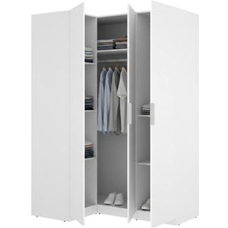 Dmora Guardaroba 3 Ante Reeves, Armadio Camera da Letto Appendiabiti, Cassetti, 6 Ripiani, 95x142 cm Bianco