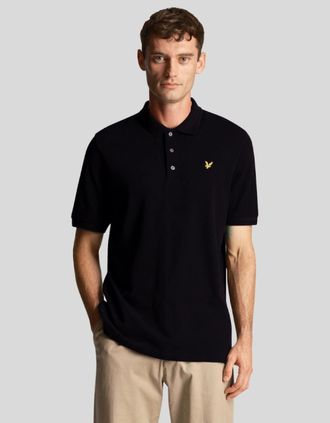 Lyle & Scott Mens Lyle & Scott Textured Tipped Black Polo Shirt - Size: 44