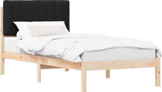 vidaXL Estructura De Cama Con Cabecera Tapizada Natural Y Negro Vidaxl