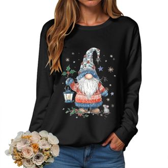 Generic Christmas Sweatshirts Women UK Xmas Top Ladies Merry Christmas Tree and Snowflake Printed Top Crewneck Long Sleeve Loose Fit Funny Reindeer Xmas Jumpe