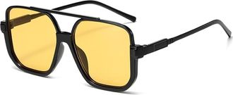 Generic Large Frame Mens Outdoor Sunglasses Driver Vacation Women Commuter Sun Glasses(Yellow)