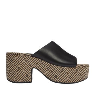 FitFlop Fitflop Womens Platfforms Graphic-Weave Leather Heeled Slides