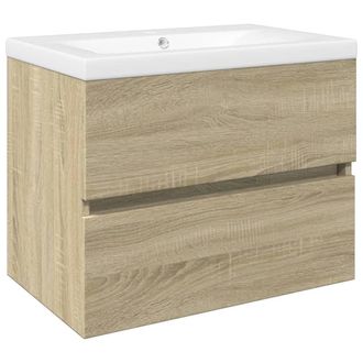 Berkfield Home 2 Piece Bathroom Furniture Set Ceramic & Engineered Wood in Natural