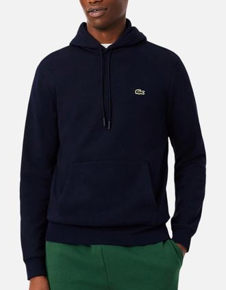 Lacoste Mens Lacoste Mens Fleece Hoodie Organic Cotton Pullover - Navy - Size: 40