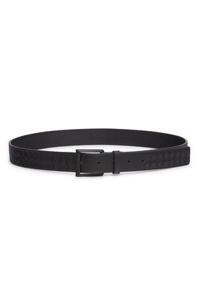 Bottega Veneta Solo Intrecciato Leather Belt in 8966 Black-Nero Opaco at Nordstrom, Size 105