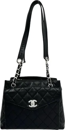 Chanel Black Grained Calfskin Tote Bag (Pre-Owned)