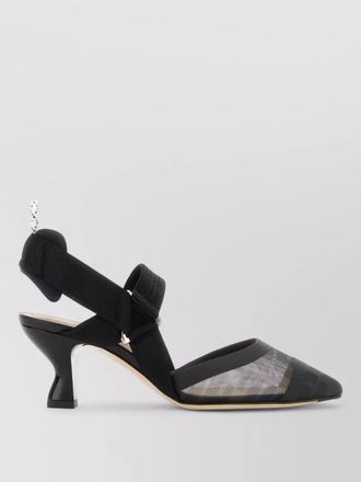 Fendi mesh ff logo print slingback pumps