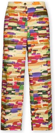 Elena Miro Gecropt broek met print - Dames - Wijde Broeken - Veelkleurig - 6XL - Katoen - Broeken