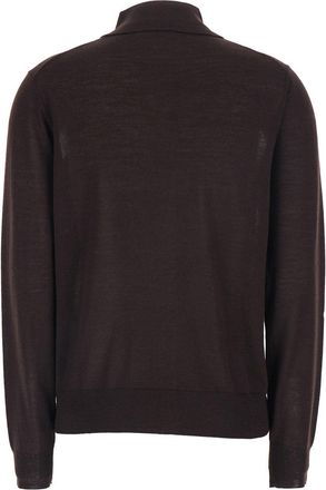P.A.R.O.S.H. Womens Polo-Collar Sweater, Brown Wool-Blend Top