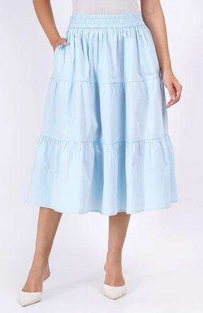 Leota Evelyn Tiered Midi Skirt in Wispy Blue at Nordstrom, Size Xx-Large