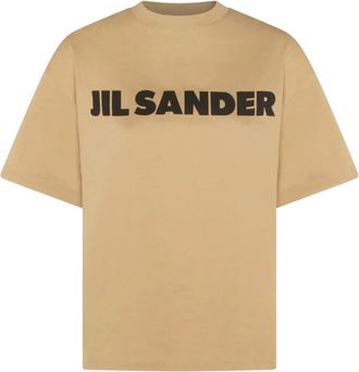 Jil Sander T-shirt met logoprint - Beige