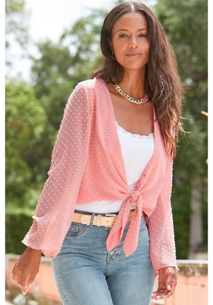 Lascana Womens Long Sleeve Tie Front Blouse