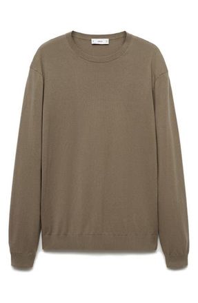 Mango Crewneck Cotton Sweater in Medium Brown at Nordstrom