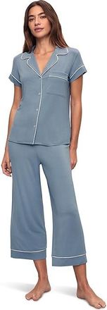 Eberjey Gisele - The Cropped Pajama Set Womens Pajama Sets Faded Denim/Ivory : XXS, Jersey/Modal/Spandex