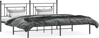 vidaXL Estructura cama sin colchón con cabecero metal negro 193x203 cm Vidaxl