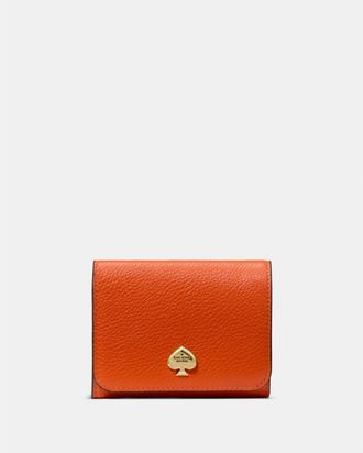 Kate Spade New York Womens Kayla Small L-Zip Wallet - Orange Leather - One Size