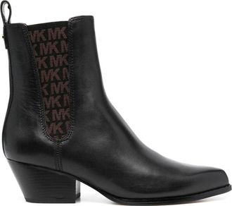 Michael Kors Zwarte leren enkellaars - Dames - Cowboylaarzen - Zwart - 38 1/2 EU - Leer - Schoenen