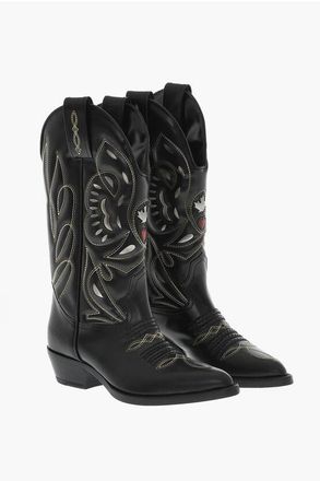 Dsquared2 Embroidered VINTAGE Leather Texan Boots size 39