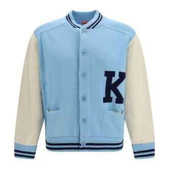 Kenzo Cardigan in Lana Varsity - - Knitwear - Uomo - Blu - L