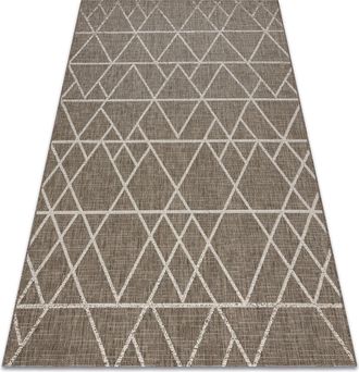 RugsX Rugsx - Alfombra De Cuerda Sisal Floorlux 20508 Tri&aacute;ngulos Gris Pardo/color Champagne Beige 140x200 Cm