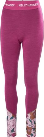 Helly Hansen Womens LIFA Merino Midweight Graphic Base Layer Pants Pink XL