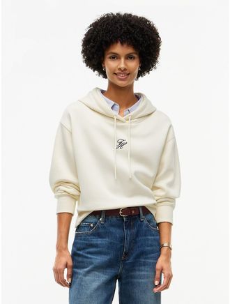 Tommy Hilfiger Womens Layered-Look Relaxed Fit Hoodie - Rich Cream - XXL
