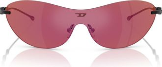 Diesel 135mm Frameless Shield Sunglasses in Matte Black /Violet Mirror at Nordstrom