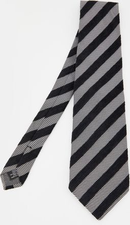 Gianfranco Ferre Grey & Black Diagonal Striped Jacquard Tie