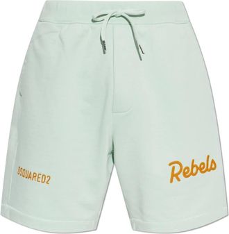 Dsquared2 Shorts met geborduurd logo - Heren - Korte Broeken - Groen - XL - Katoen - Korte Broeken
