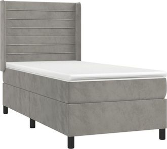 vidaXL Cama Box Spring Colch&oacute;n Y Led Terciopelo Gris Claro 90x190 Cm Vidaxl