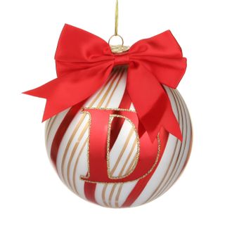 KASANOVA Pallina Natale con lettera D 10 cm Circus rosso