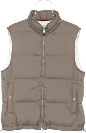 Brunello Cucinelli Lightweight Techno-fabric Down Vest With Packable Hood