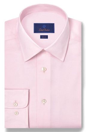 David Donahue Slim Fit Stretch Twill Dress Shirt in Pink at Nordstrom, Size 16.5 - 36