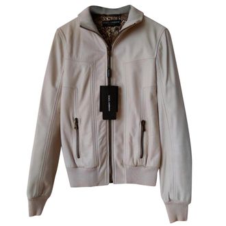 Dolce & Gabbana Womens White Leather Jacket Size XS