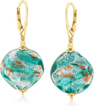 Ross-Simons Italian Multicolored Murano Glass Bead Drop Earrings in 18kt Gold Over Sterling