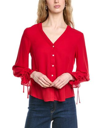 CeCe by Cynthia Steffe V-Neck Flounce Blouse