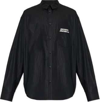 Balenciaga Casual Shirts, male, Black, Size: 2XL Masking Tape Shirt