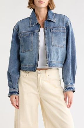 Current Elliott Blouson Sleeve Crop Jacket in Vintage Denim at Nordstrom Rack, Size Large