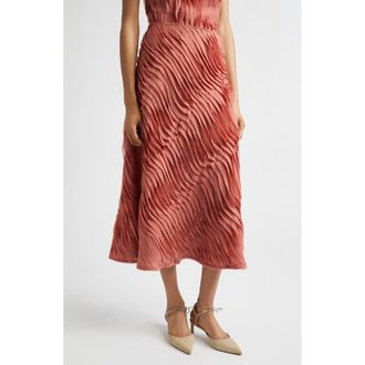Ulla Johnson Amiko Tiered Midi Skirt in Chestnut at Nordstrom, Size 10