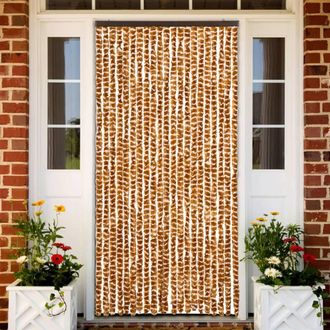 vidaXL Vidaxl - Cortina Mosquitera Chenilla Ocre Y Blanco 90x220 Cm