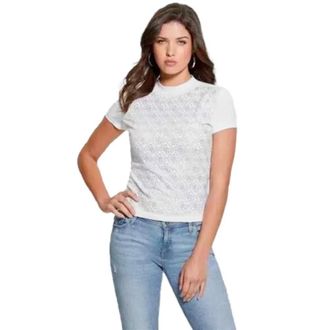 Guess Tops, Dames, Wit, M, Stijlvolle All Over 4G T-shirt