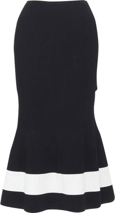 Victoria Beckham colorblocked ribbed midi skirt