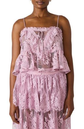 Steve Madden Arietty Lace Ruffle Trim Babydoll Top in Mauve Shadows at Nordstrom, Size X-Large