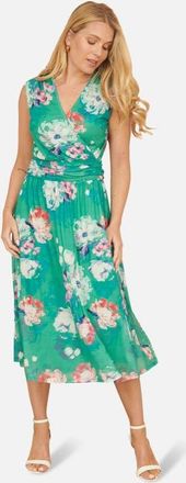 Yumi Blossom Print Stretch Mesh Dress in Green at Nordstrom, Size 10