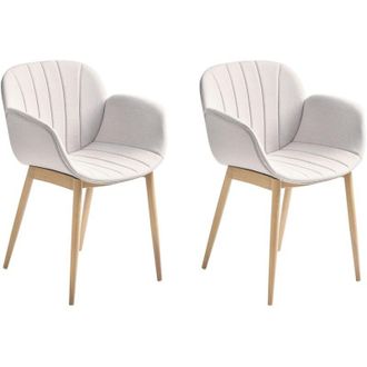 Beliani Set di 2 sedie con rivestimento in tessuto Design moderno per sala da pranzo Grigio Alice
