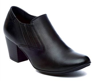 Comfort Plus Ladies Womens Ankle Boots Trouser Leather Shoes Wide Fit Zip Mid Heel Office Work Size - Black - UK 5